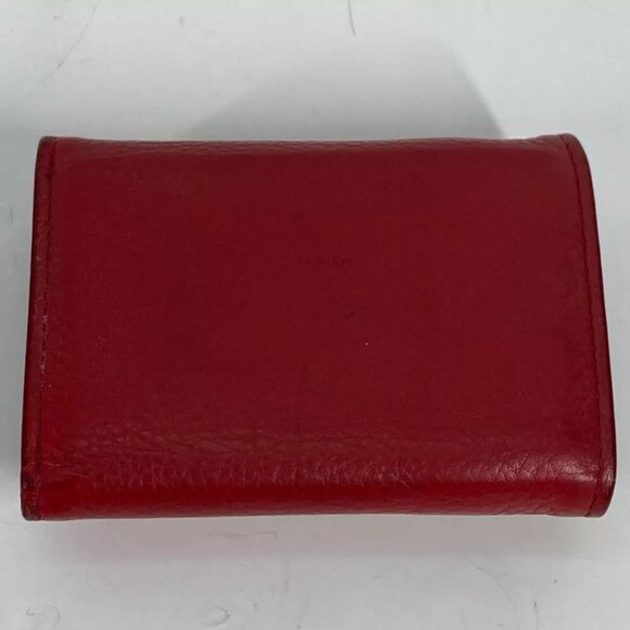 PRADA 1MH021 logo CompactWallet Trifold wallet Leather Red/Gold - Picture 7 of 13